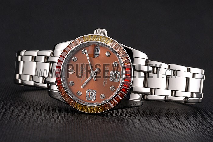 Rolex Datejust Pearlmaster 39 Cognac Dial Stainless Steel Case And Bracelet