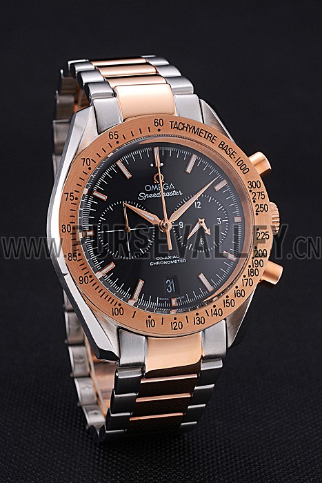 Omega Speedmaster Black Dial Gold Bezel Stainless Steel Case Two Tone Bracelet 622804