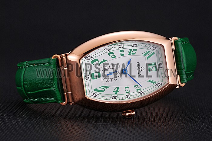 Omega Sochi Petrograd White Dial Gold Case Green Leather Strap 622821