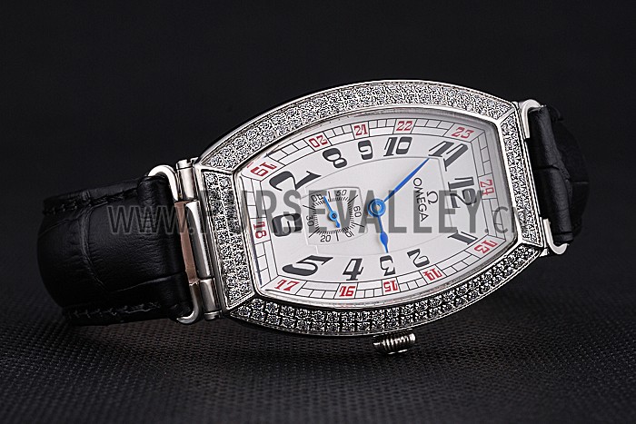 Omega Sochi Petrograd White Dial With Diamonds Stainless Steel Case Black Leather Strap 622823