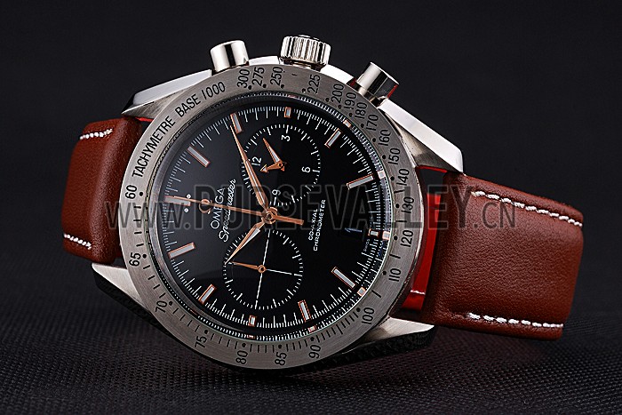 Omega Speedmaster Black Dial Stainless Steel Case Brown Leather Strap 622806