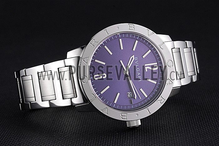 Bvlgari Solotempo Purple Dial Stainless Steel Case And Bracelet 622739