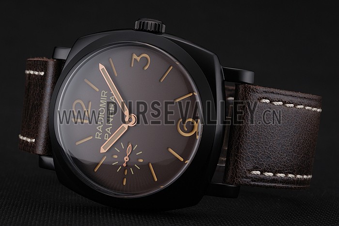 Swiss Panerai Radiomir 1940 Brown Dial Black PVD Case Brown Leather Strap 1453846