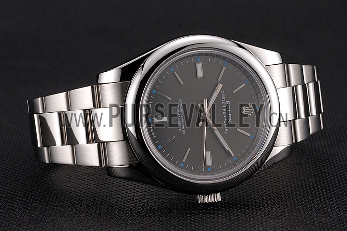 Rolex Oyster Perpetual Dark Rhodium Dial Stainless Steel Case And Bracelet