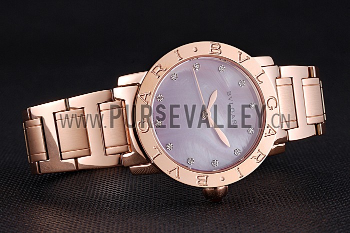 Bvlgari Solotempo Plum Dial With Diamonds Rose Gold Case And Bracelet 622743