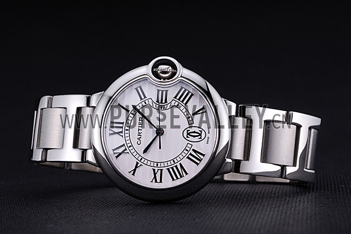 Swiss Cartier Ballon Bleu de Cartier White Dial Roman Numerals Stainless Steel Bracelet 622555