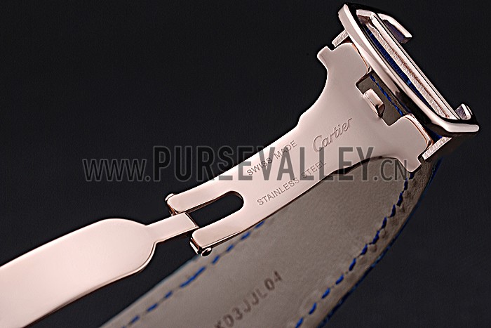 Swiss Cartier Ronde Solo Gold Case Blue Dial Roman Numerals 622203