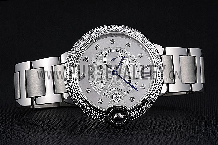 Swiss Cartier Ballon Bleu Diamond Case White Dial Stainless Steel Bracelet 622673
