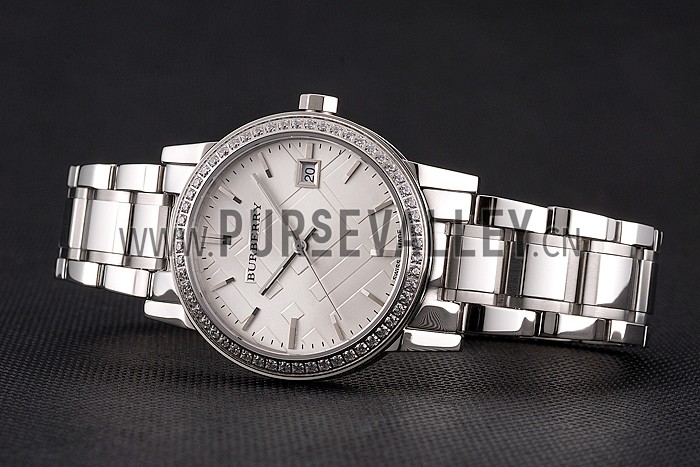 Burberry The City White Dial Diamond Bezel Stainless Steel Case And Bracelet