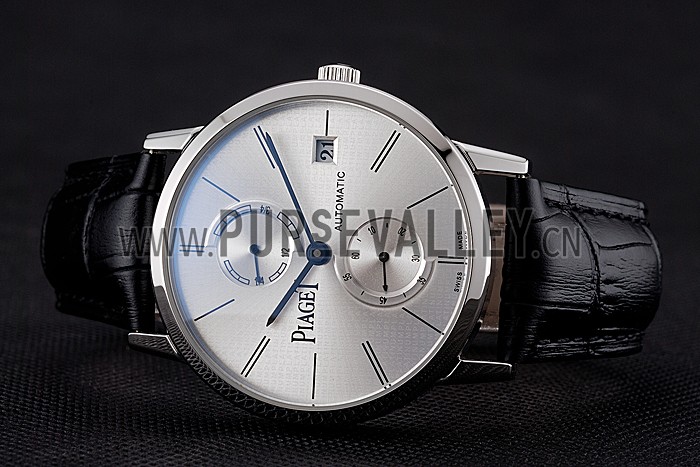 Piaget Altiplano Date Silver Dial Stainless Steel Case Black Leather Strap