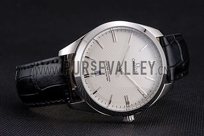 Omega Tresor Master Co-Axial White Dial Stainless Steel Case Black Leather Strap