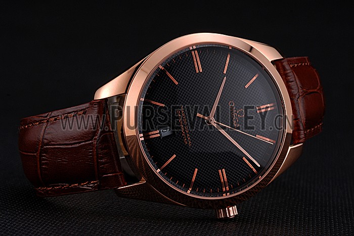 Omega Tresor Master Co-Axial Black Dial Rose Gold Case Brown Leather Strap