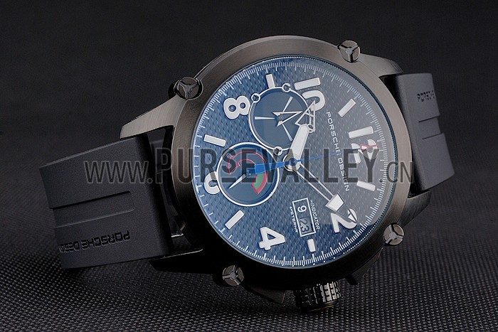 Porsche Design Indicator Black Dial Black PVD Case Black Rubber Strap