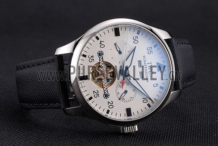 IWC Pilot Tourbillon White Dial Stainless Steel Case Black Textile Strap