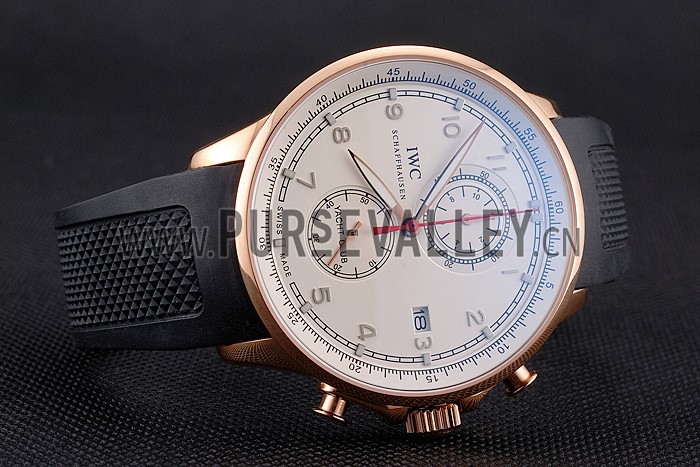 IWC Portugieser Yacht Club White Dial Rose Gold Case Black Rubber Strap