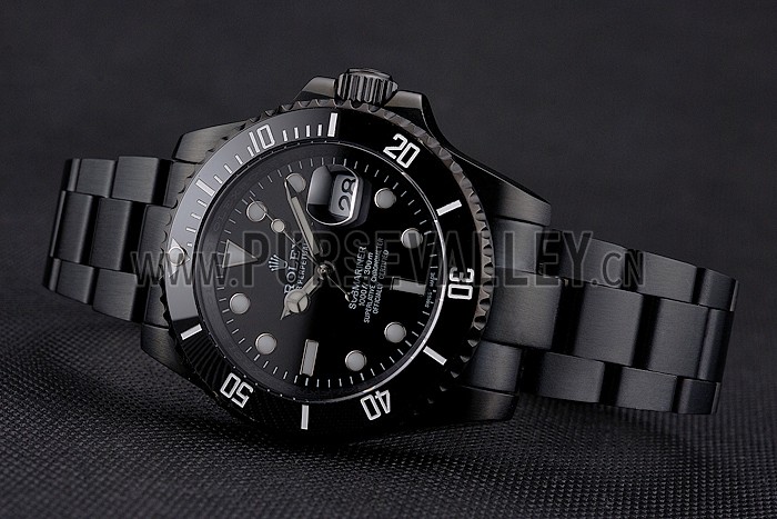 Swiss Rolex Submariner Date Black Dial And Bezel Black PVD Case And Bracelet