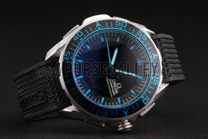 Omega Speedmaster Skywalker X-33 Black Dial Blue On Black Bezel Stainless Steel Black Rubber Strap