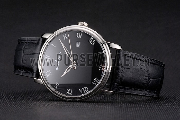 Blancpain Villeret Ultra Slim Black Dial Stainless Steel Case Black Leather Strap