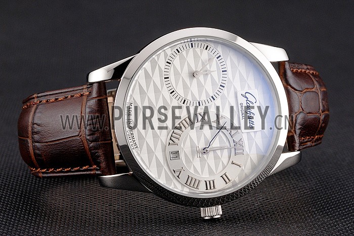 Glashutte Original Silver Dial Stainless Steel Case Brown Leather Strap