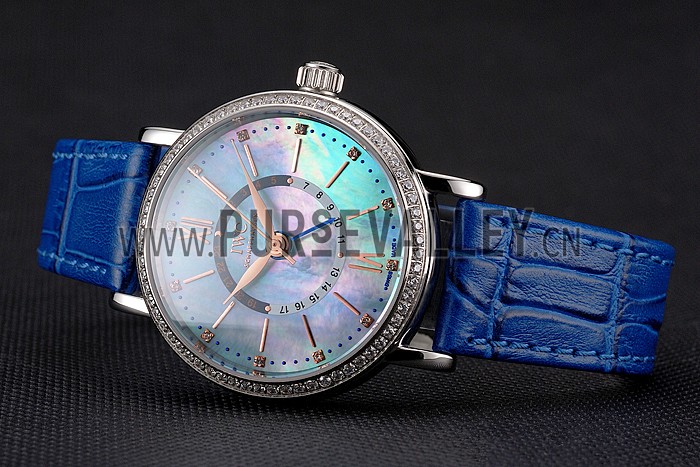 IWC Portofino Day And Night Pearl Dial Stainless Steel Case Blue Leather Strap