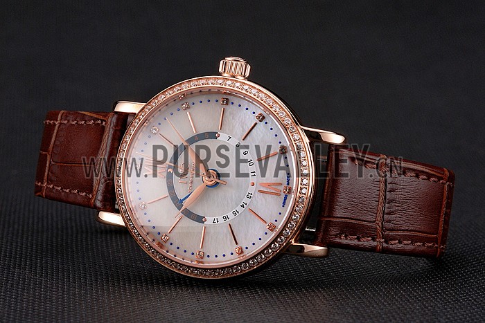 IWC Portofino Day And Night Silver Dial Rose Gold Case Brown Leather Strap