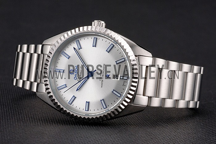 Omega Globemaster Silver Dial Blue Hands Stainless Steel Case And Bracelet