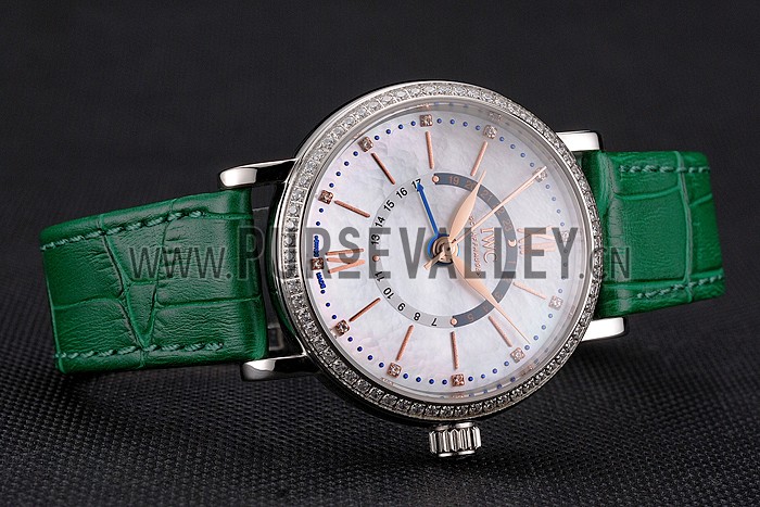 IWC Portofino Day And Night White Dial Stainless Steel Case Green Leather Strap
