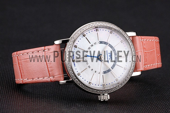 IWC Portofino Day And Night White Dial Stainless Steel Case Pink Leather Strap