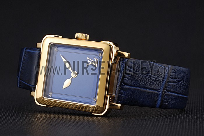 Louis Vuitton Emprise Blue Dial Gold Case Blue Leather Strap 622788