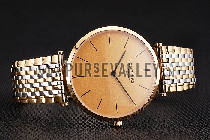 Swiss Longines Grande Classique Gold Dial Gold Case Two Tone Bracelet