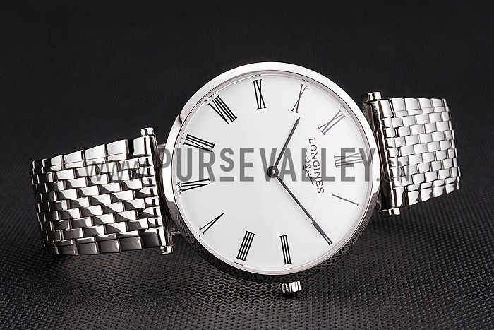 Swiss Longines Grande Classique White Dial Roman Numerals Stainless Steel Case And Bracelet