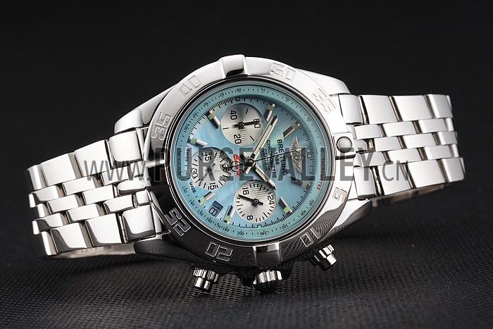 Breitling Chronomat Quartz Light Blue Dial Stainless Steel Case And Bracelet