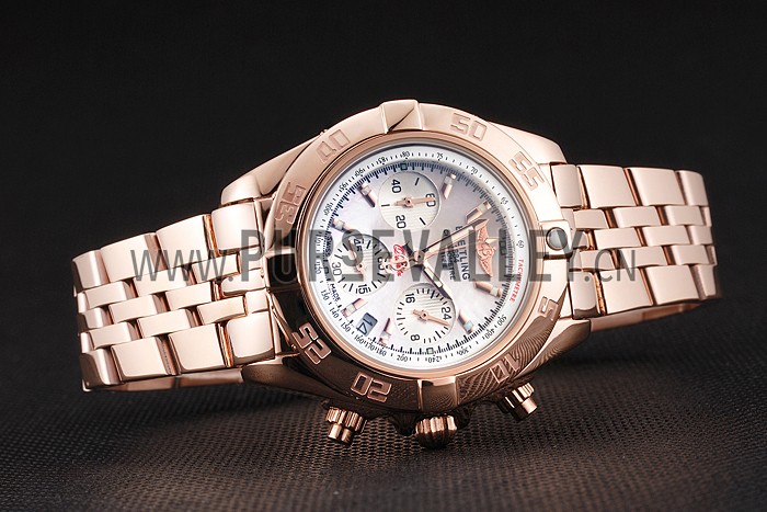 Breitling Chronomat Quartz Pearl Dial Rose Gold Case And Bracelet