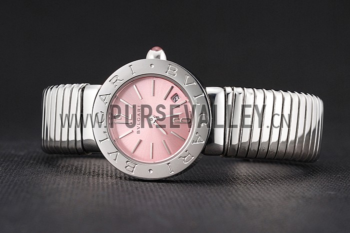 Bvlgari Bvlgari Pink Dial Stainless Steel Case And Tubogas Bracelet