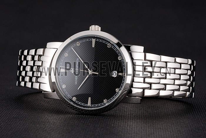 Vacheron Constantin Fine Black Dial Stainless Steel Case And Bracelet