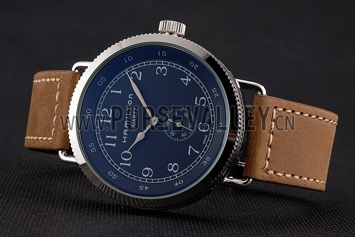 Hamilton Navy Pioneer Small Second Black Dial Stainless Steel Case Light Brown Leather Strap