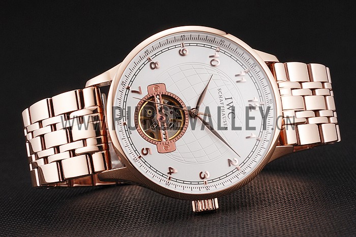IWC Portugieser Tourbillon White Dial Rose Gold Numerals Rose Gold Case And Bracelet