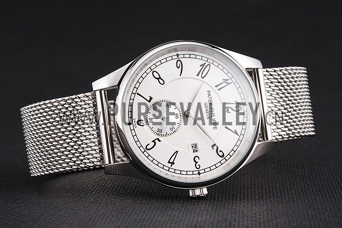 Patek Philippe Calatrava Small Seconds White Dial Stainless Steel Case And Bracelet