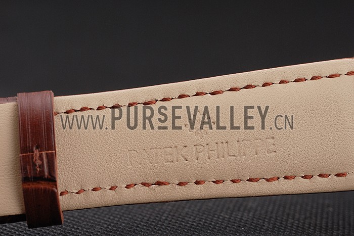 Swiss Patek Philippe 5170J Chronograph Black Dial Rose Gold Case Brown Leather Strap