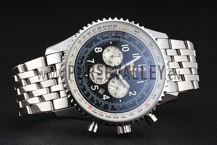Breitling Navitimer Black Dial White Subdials Stainless Steel Case And Bracelet