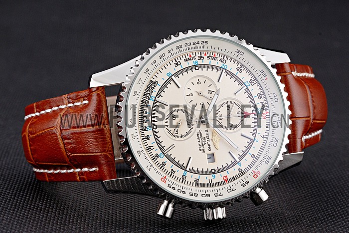 Breitling Navitimer World White Dial Brown Leather Bracelet 622514