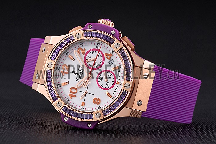 Hublot Big Bang Tutti Frutti Purple Strap Gold Dial