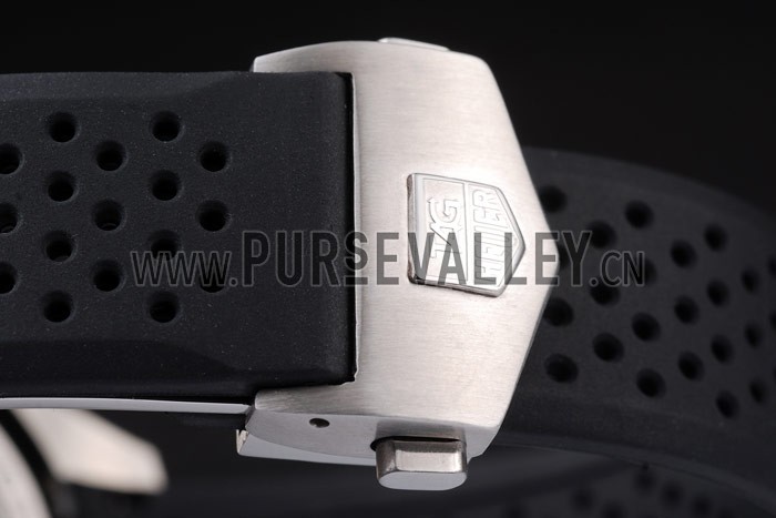 Tag Heuer Swiss Carrera Tachymeter Bezel Perforated Black Rubber Strap White Dial