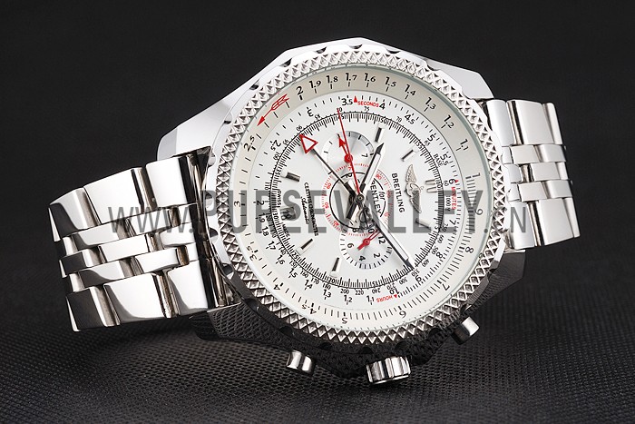 Breitling Bentley Chronograph White Dial Stainless Steel Strap
