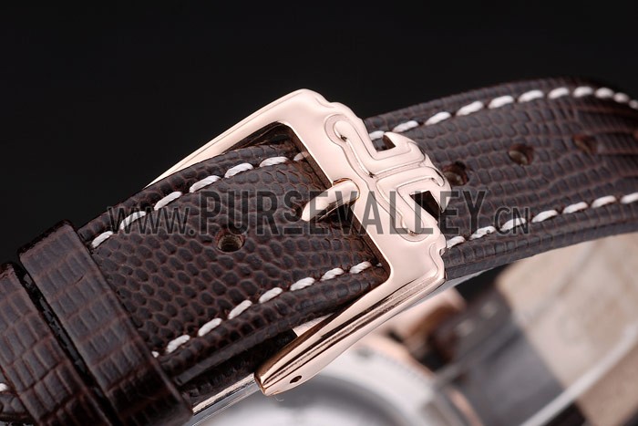 Jaeger Le Coultre Swiss Master Control Rose Gold Bezel Brown Leather Strap 7590