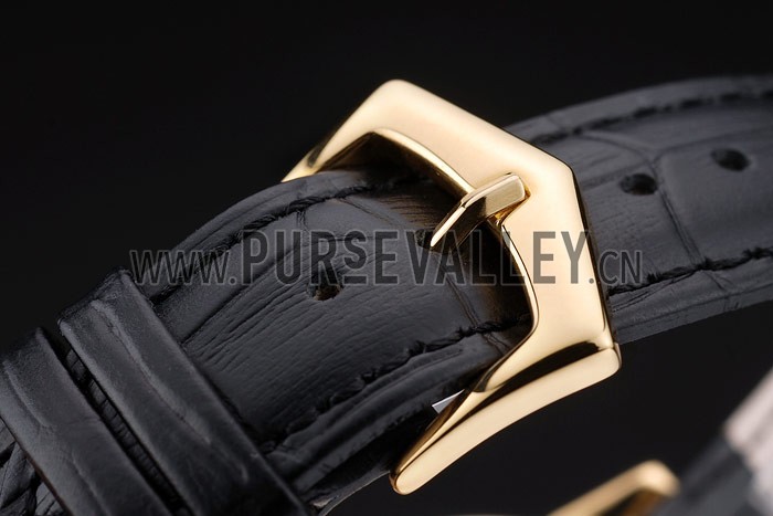 Patek Philippe Swiss Calatrava Ribbed Bezel Grey Dial Black Leather Strap 7640