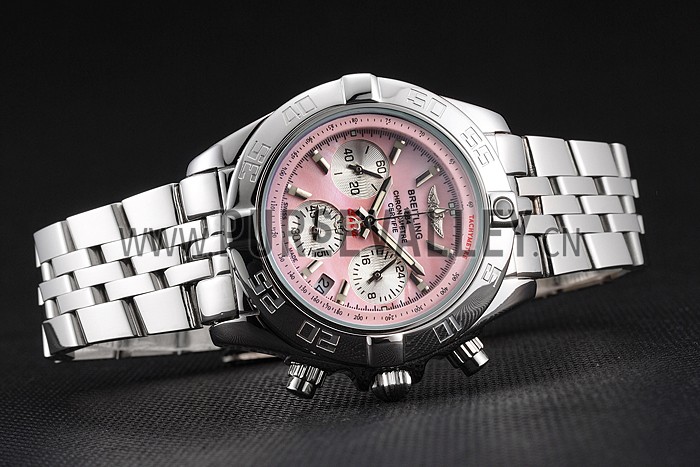 Breitling Chronomat Quartz Pink Dial Stainless Steel Case And Bracelet