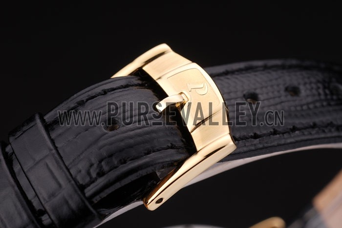 Piaget Swiss Traditional Black Dial Black Leather Strap 7628