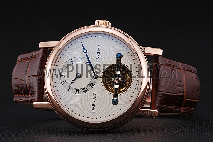 Breguet Classique Complications Rose Gold Case Dark Brown Leather Strap 80154