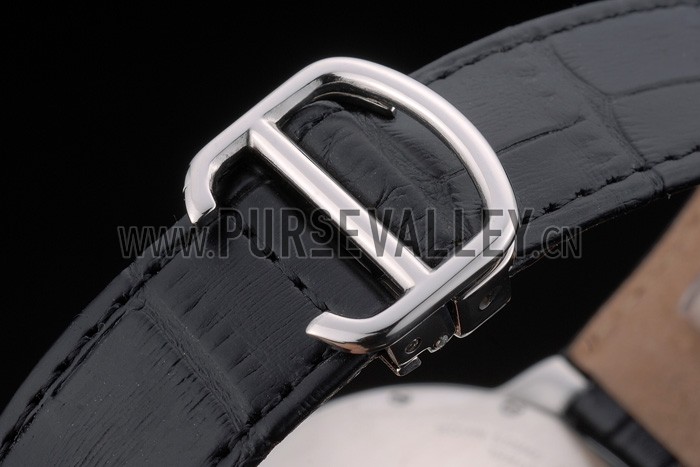 Cartier Ballon Bleu 42mm Black Dial Stainless Steel Case Black Leather Bracelet